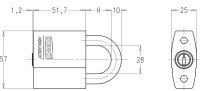 Keso 8000 Omega² 82.J43 Vorhangschloss 10mm Ø